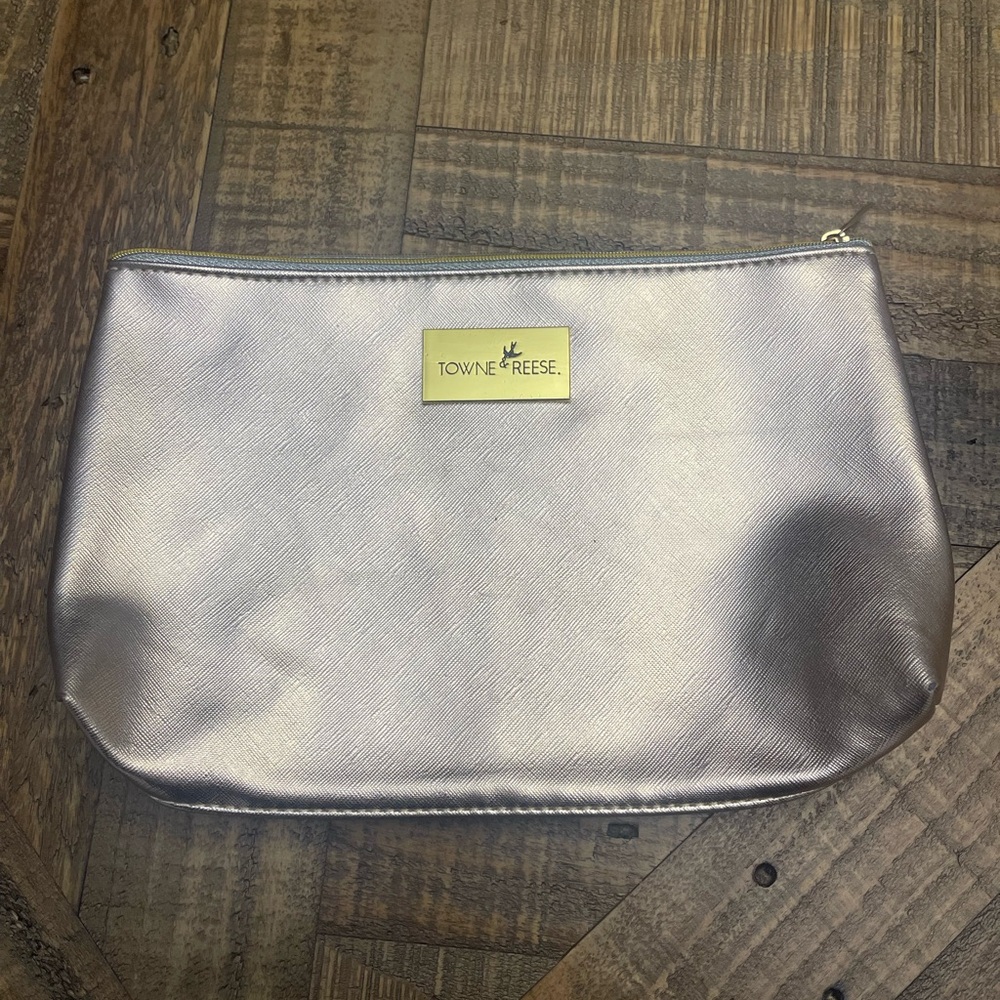 Towne & Reese Metallic,Gold Plated Cosmetic Pouch or Makeup Bag
